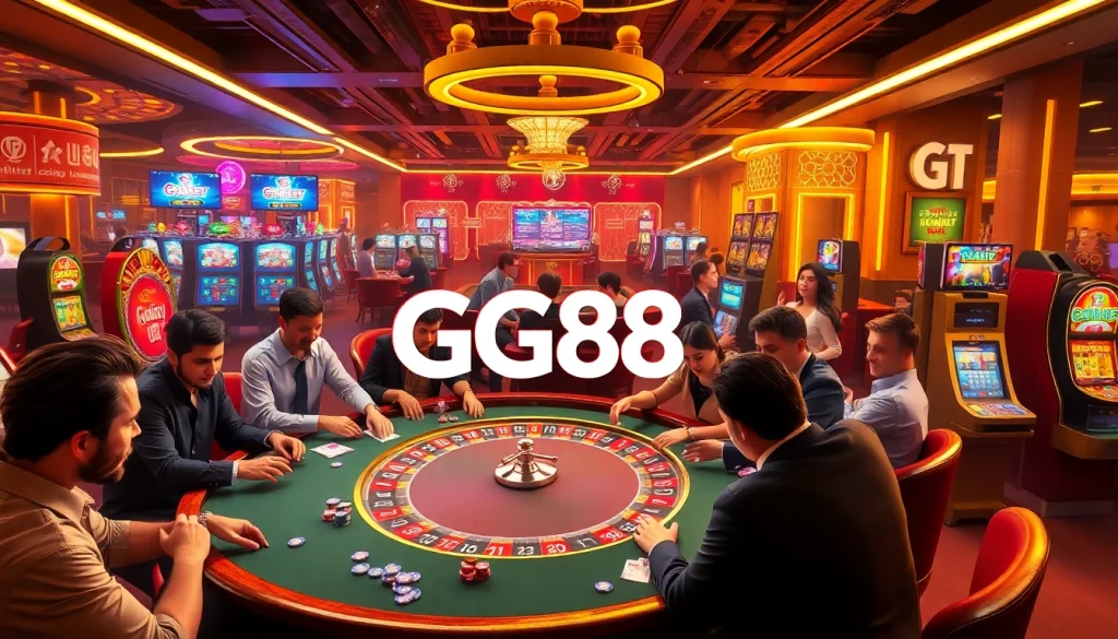 Experience the excitement at GG88 casino, featuring lively poker games and bright slot machines.